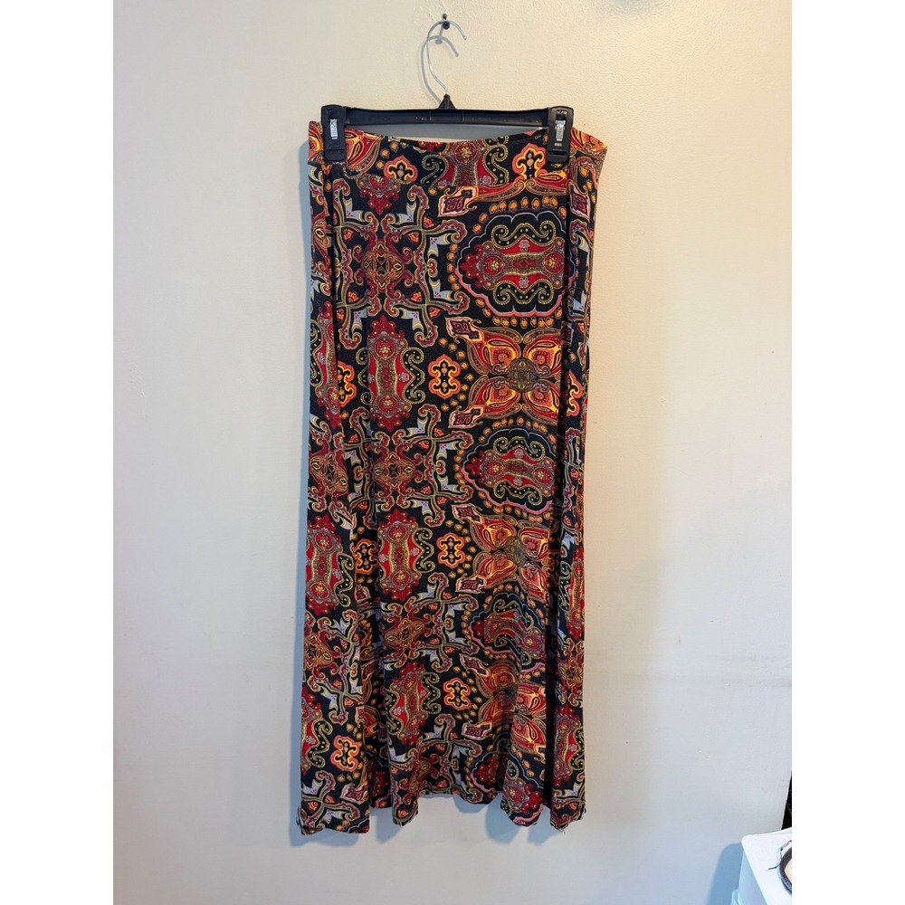 Cato Womens Red Black Paisley Medallion Print A-Line Maxi Skirt Size XL